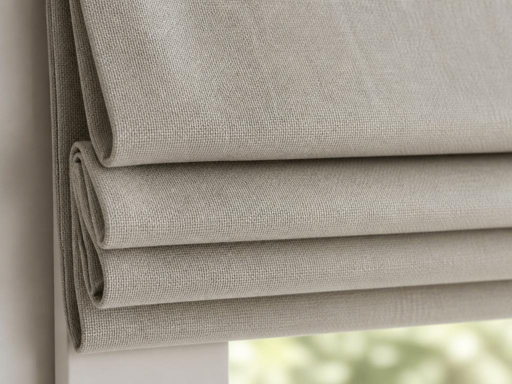 Relaxed Roman shades softening a breakfast nook window