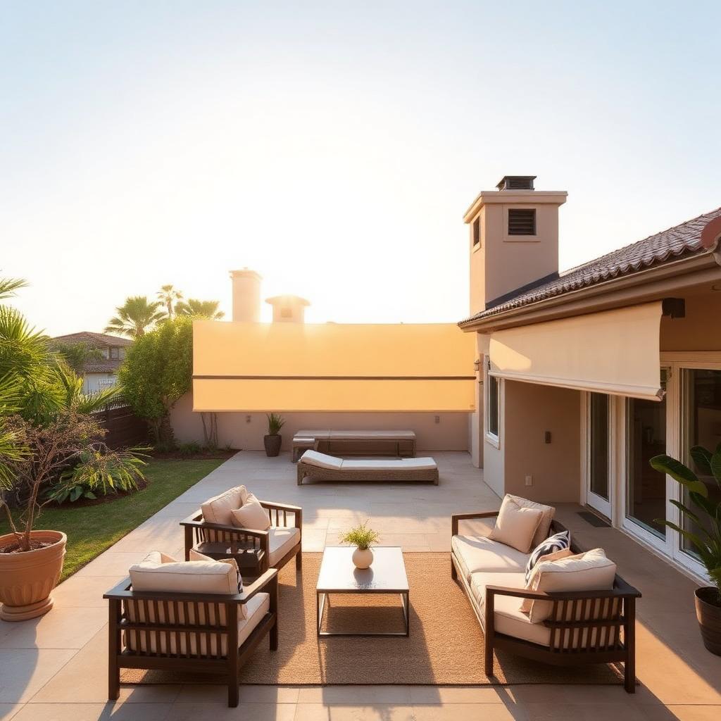 Outdoor patio shades on a South Orange County home